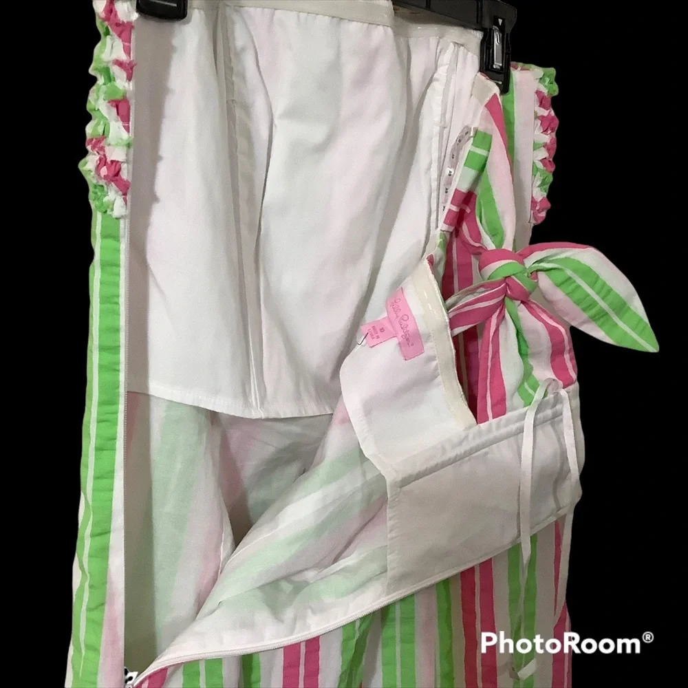 Lilly Pulitzer Strapless Pink & Green Striped Sundress - Picture 7 of 14
